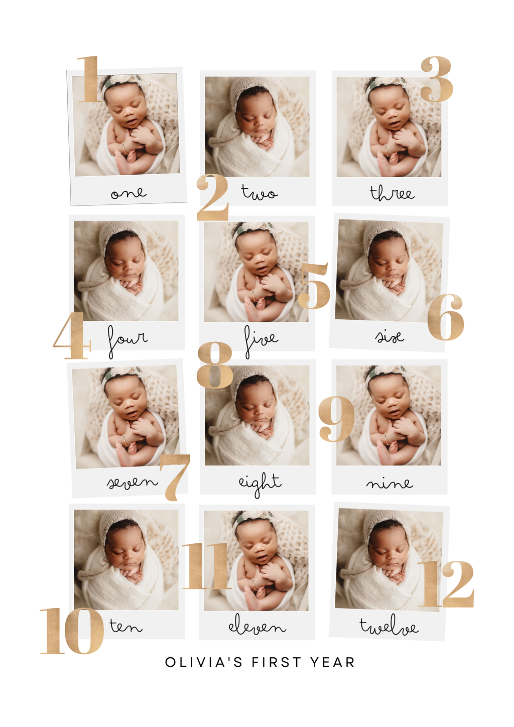 1-12 month baby birthday frame