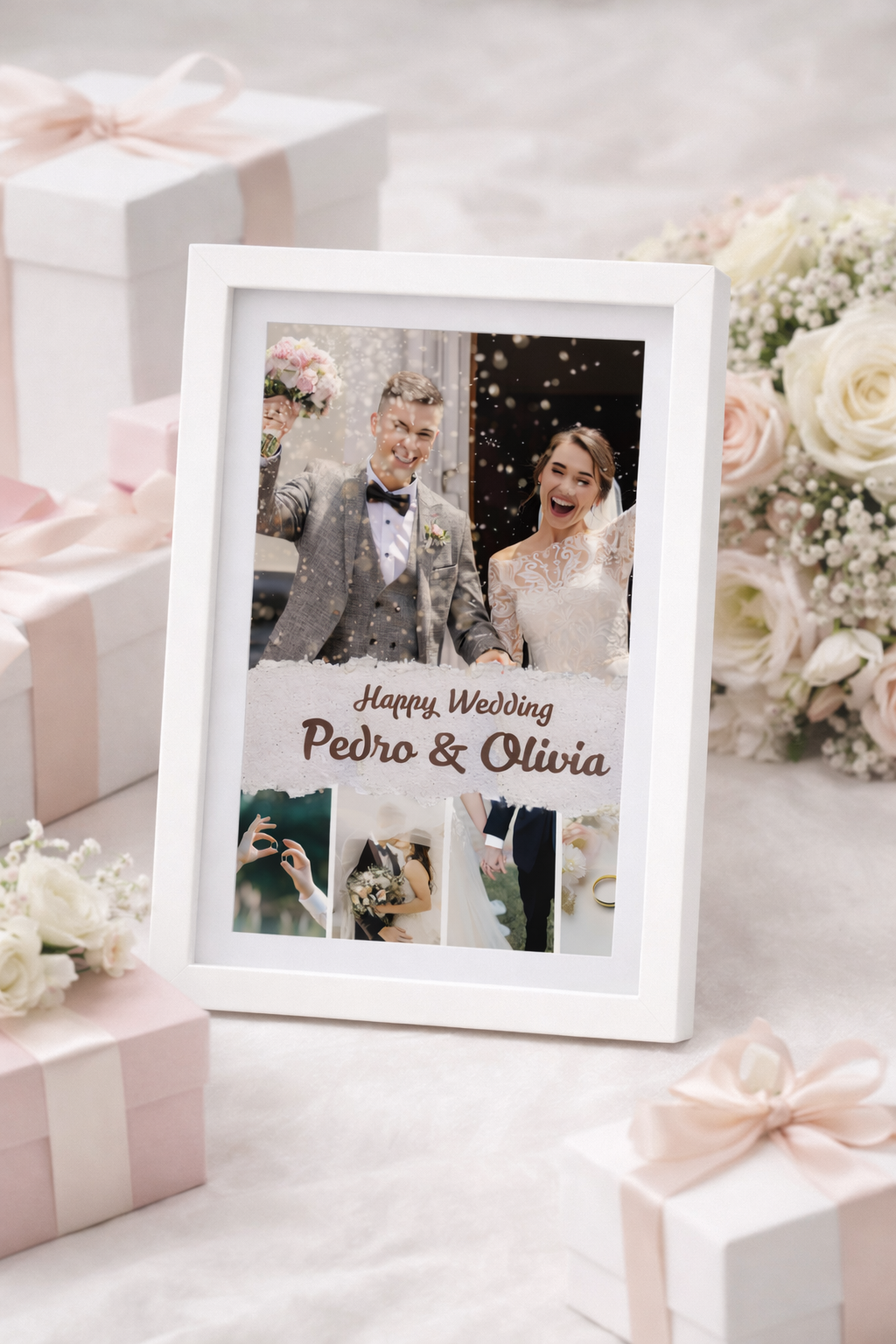 Simple Happy Wedding Photo Collage
