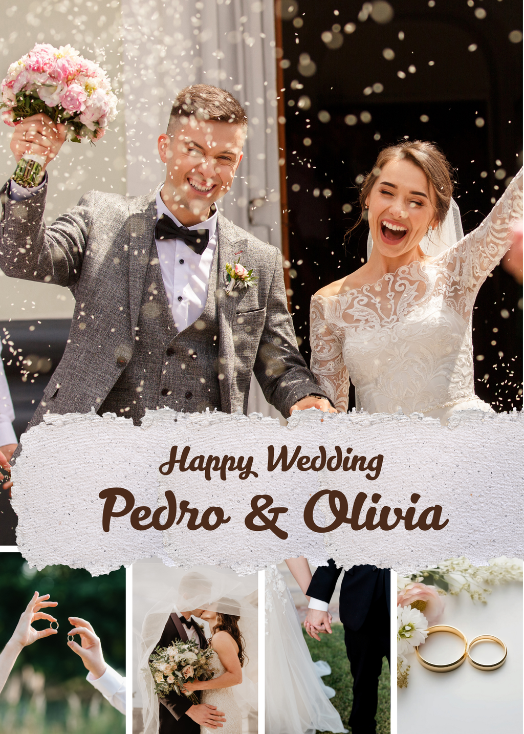 Simple Happy Wedding Photo Collage