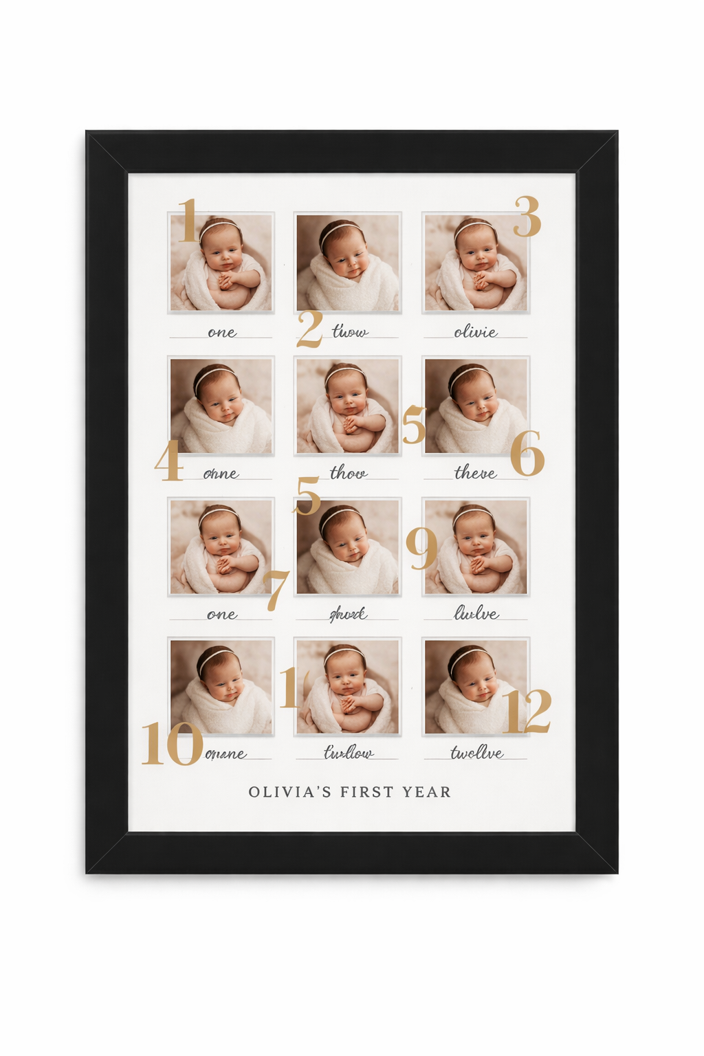 1-12 month baby birthday frame