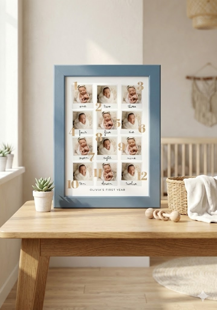 1-12 month baby birthday frame