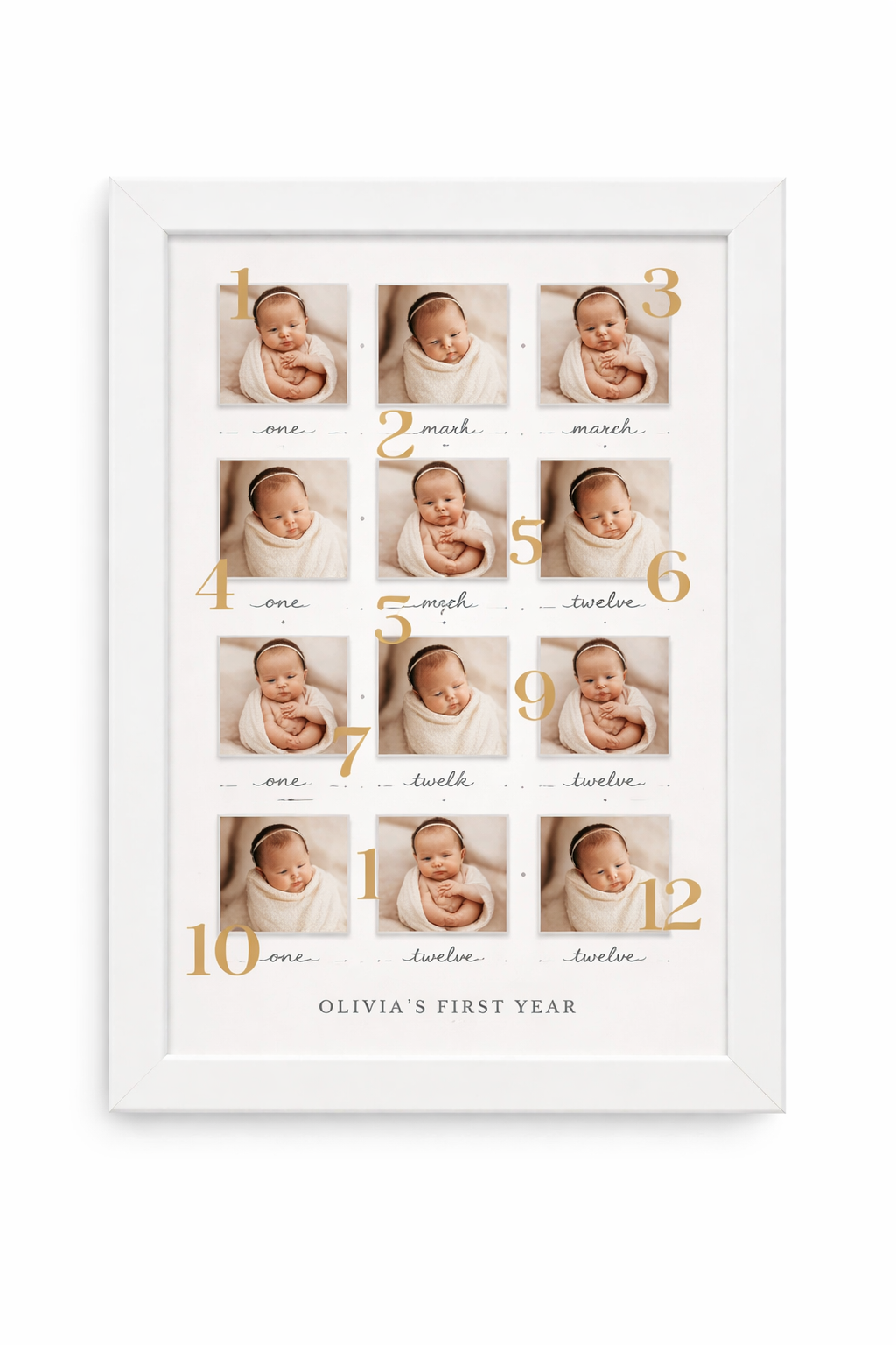 1-12 month baby birthday frame